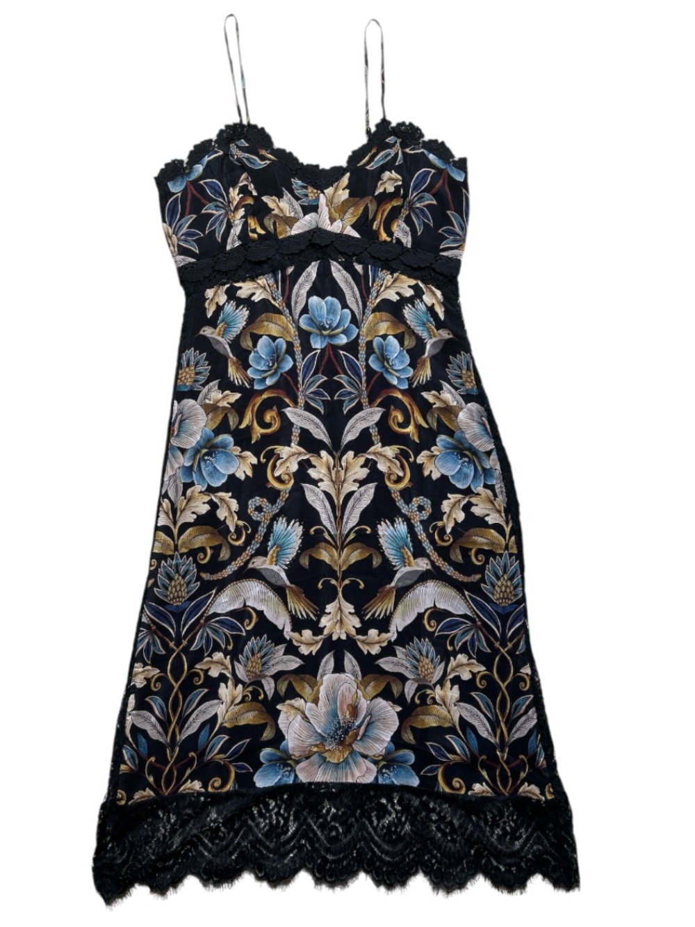 FARM Rio Snake Garden Black Floral Lace Trim Midi Dress NWT Size XL - Picture 5 of 8